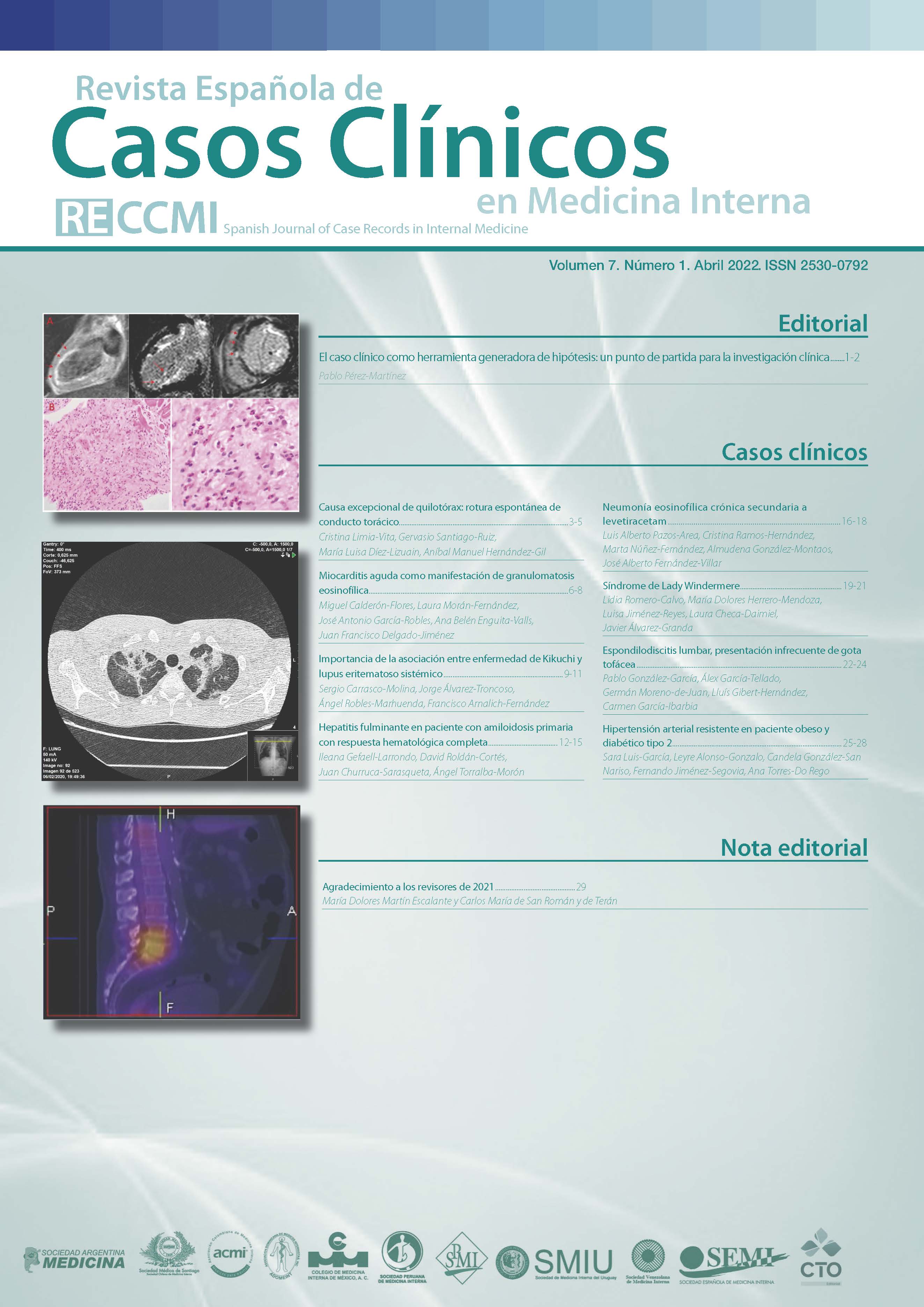					Ver Vol. 7 Núm. 1 (2022): Revista Española de Casos Clínicos en Medicina Interna
				