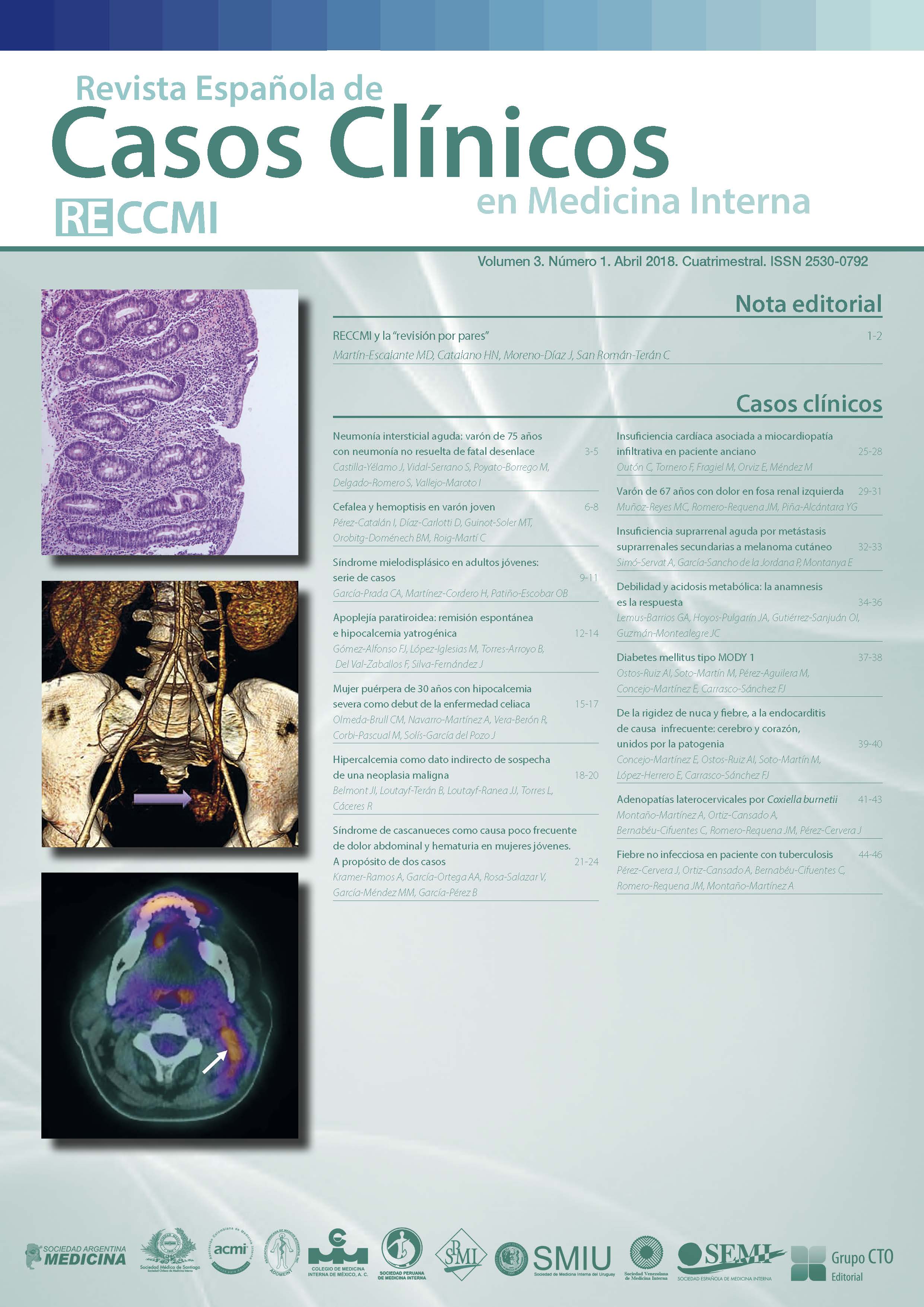 					Ver Vol. 3 Núm. 1 (2018): Revista Española de Casos Clínicos en Medicina Interna
				